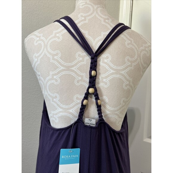 Rosa Faia Brand Womans Plain Violet Large Maxi Halter Dress NWT Beads - Picture 6 of 14